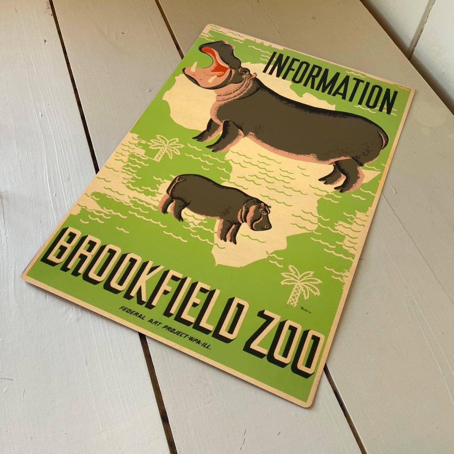 Information Brookfield Zoo Hippo | Metal Travel Wall Sign