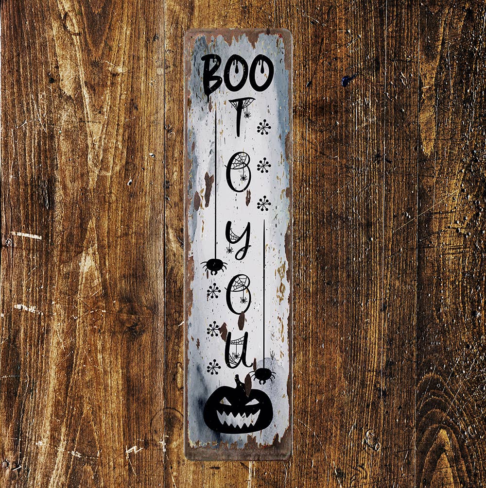 Boo to You Pumpkin Halloween Metal Sign Plaque
