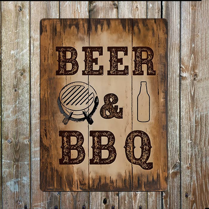Beer And BBQ | Father's Day | Metal Sign Plaque