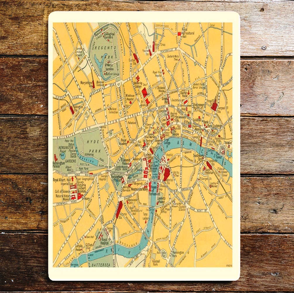 London Map Vintage Thames | Metal Wall Sign