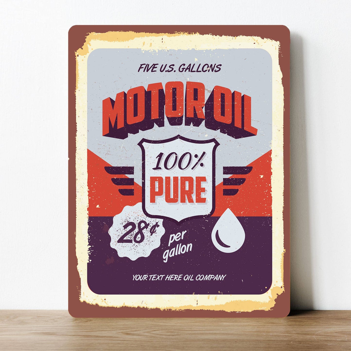 100% Pure Motor Oil Gasoline Petrol | Metal Sign Plaque