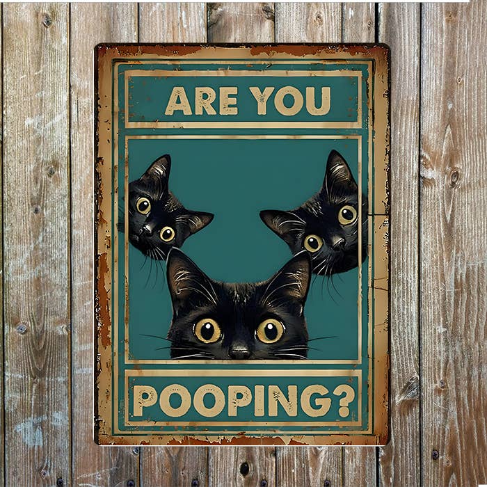 Are You Pooping Bathroom Cats | Metal Sign Plaque