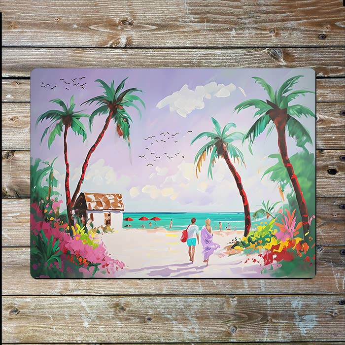Vibrant Tropical Beach | Watercolour | Metal Sign Plaque