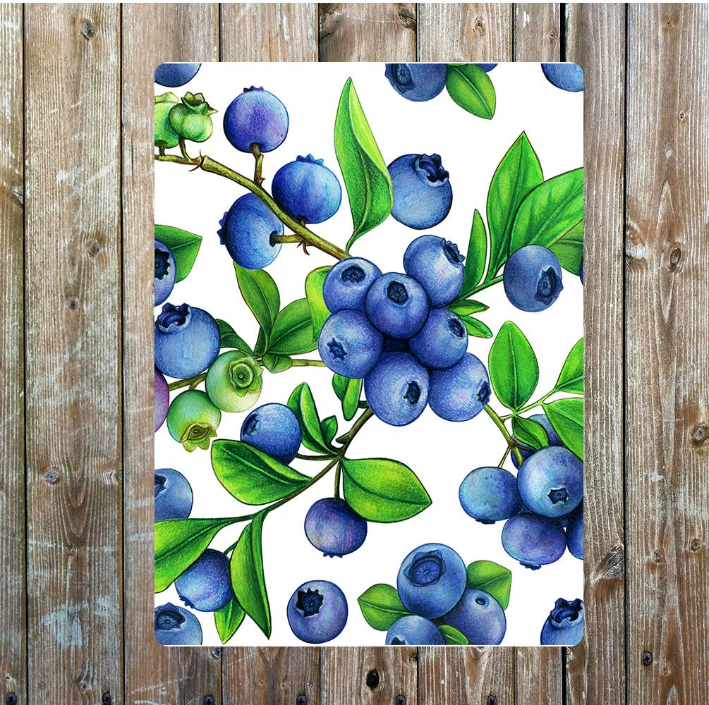 Blueberry on the vine wall art | Metal Sign Plaque