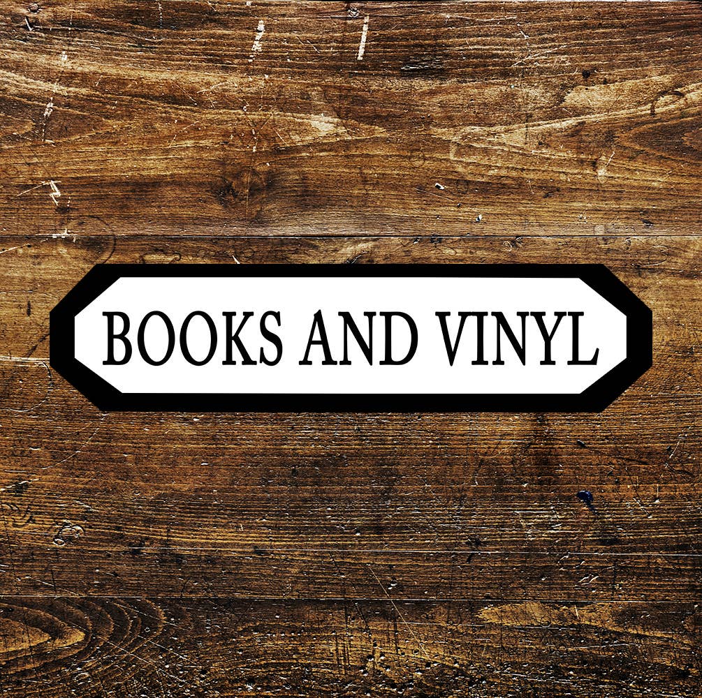 Books and Vinyls Metal Long Sign Plaque