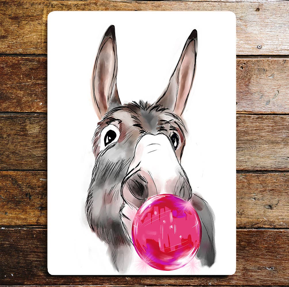 Donkey bubble gum wall art | Metal Sign Plaque