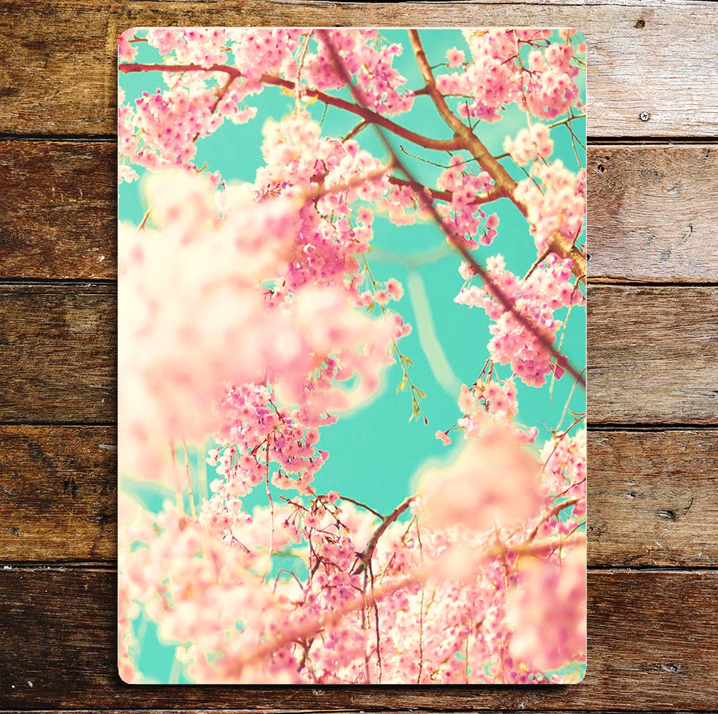 Pink Spring Blossom nature art Metal Sign Plaque