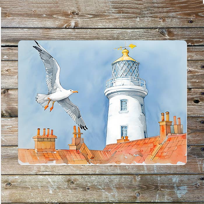 Watercolor Lighthouse Seagull Sea Nautical | Metal Sign Plaque
