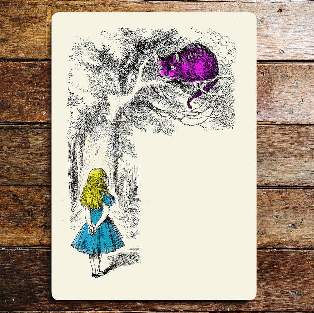 Alice in Wonderland Cat In Tree | Metal Sign Plaque
