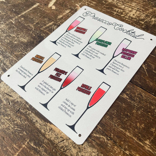 Classic Cocktail Prosecco Recipe | Metal Sign