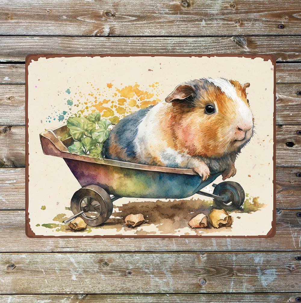 Guinea Pig Gardening Art | Metal Sign Plaque