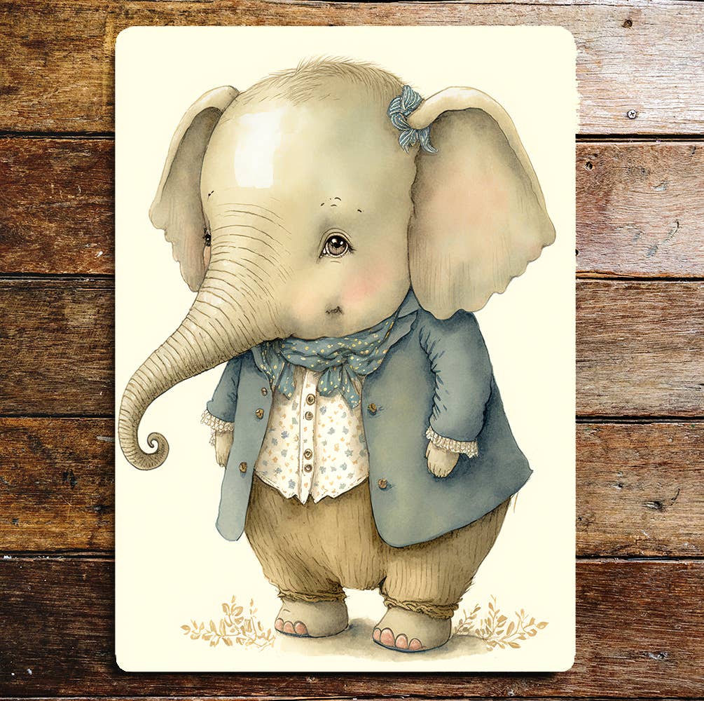 Cute Elephant Jacket Scarf Minimalistic | Metal Sign Plaque