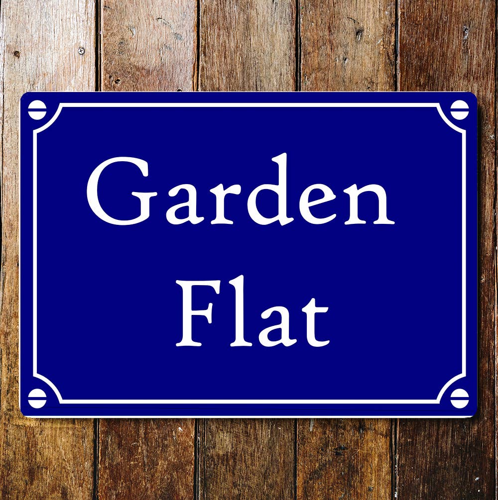 Garden Flat Notice art Blue Plaque