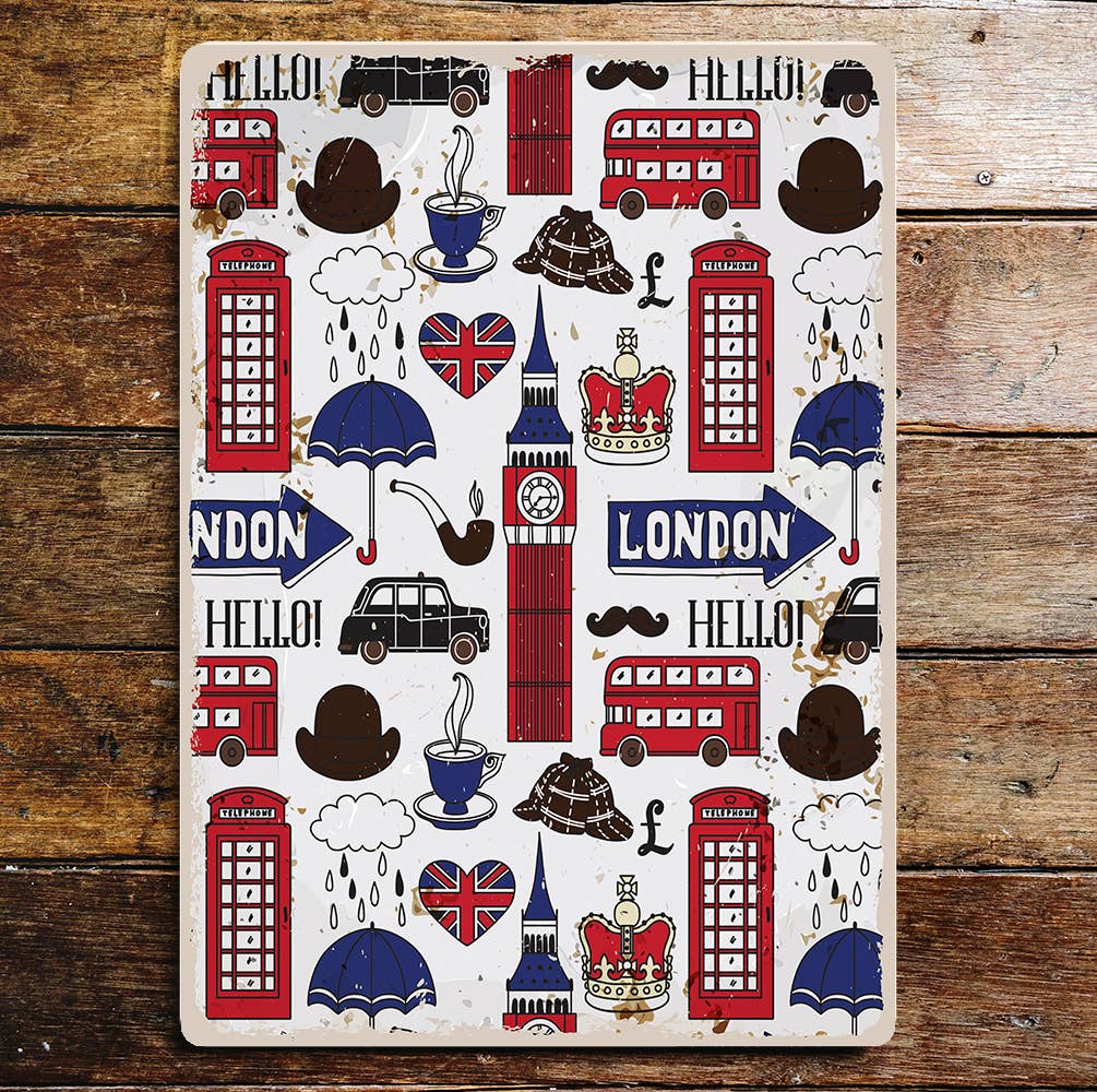London Pattern British England | Metal Wall Sign