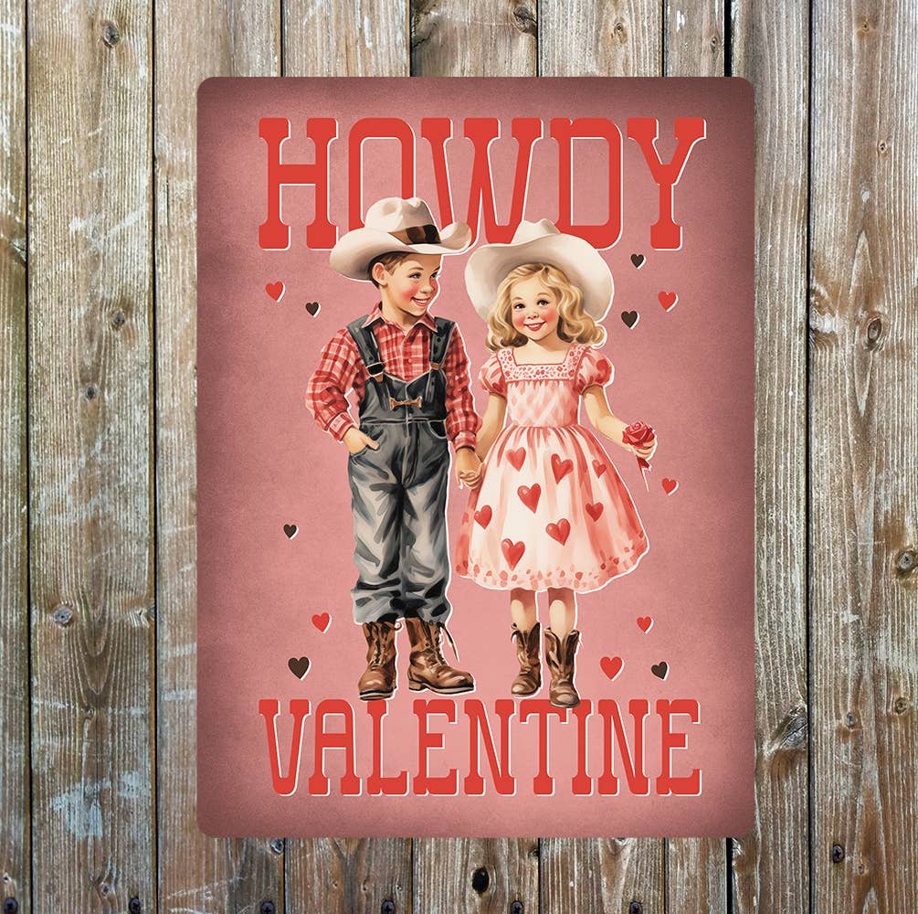 Howdy Valentine Cowboy Cowgirl | Metal Sign Plaque
