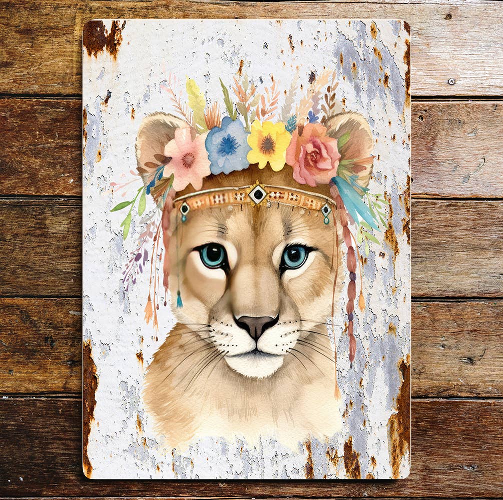 Wild Cat Puma Wildlife Nature Lifestyle | Metal Sign Plaque