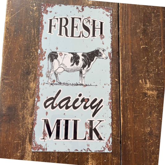 Fresh Dairy Milk Cow Farm Daily | Metal Sign