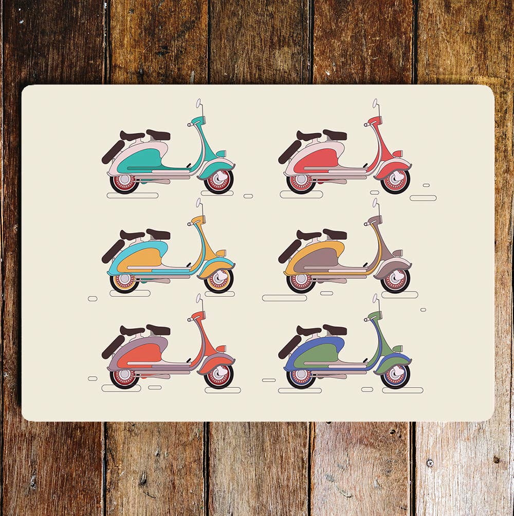 Scooters pattern vintage skin heads mods Metal Sign plaque