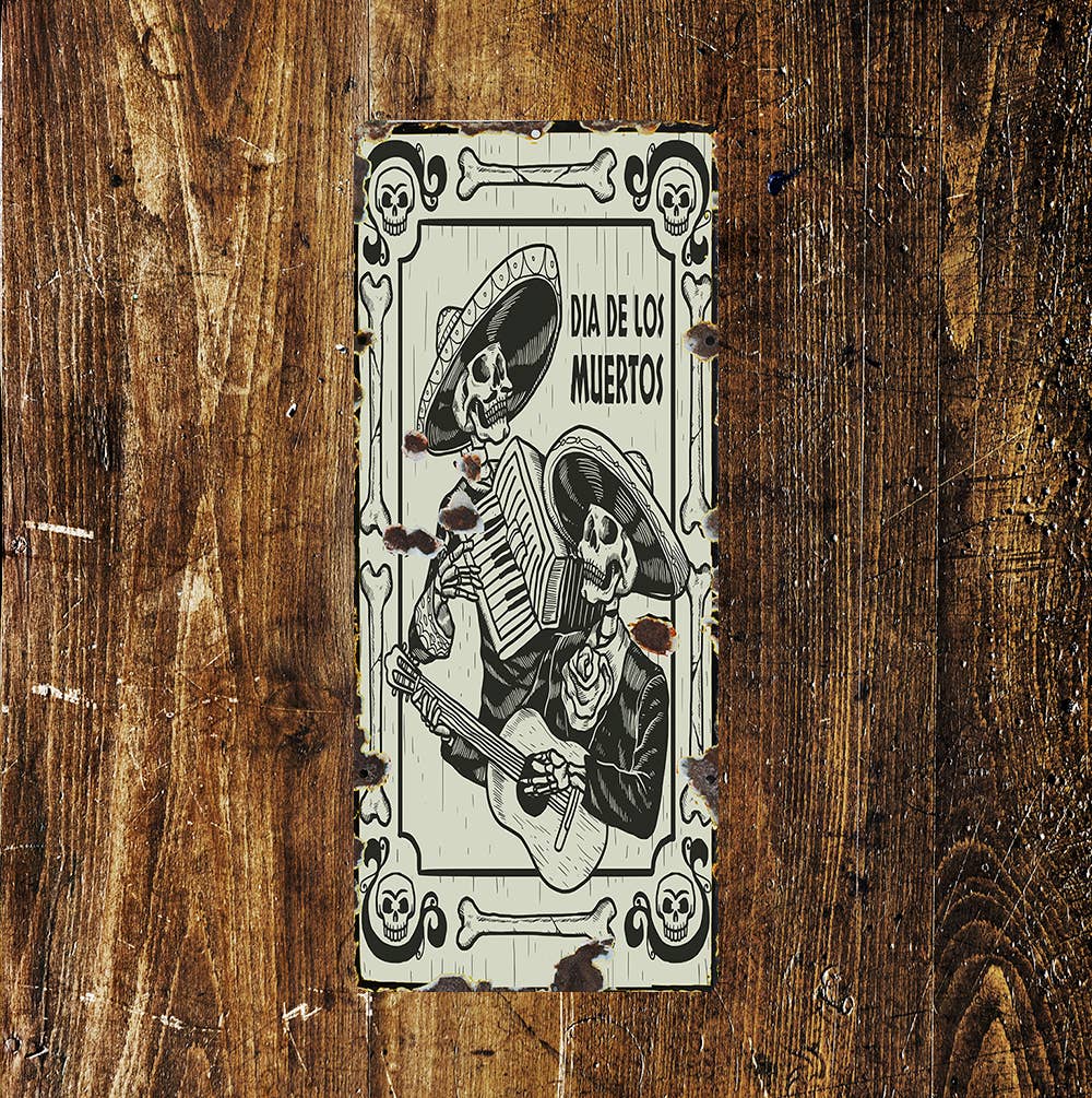 Day Of Dead Skeleton Art | Metal Sign