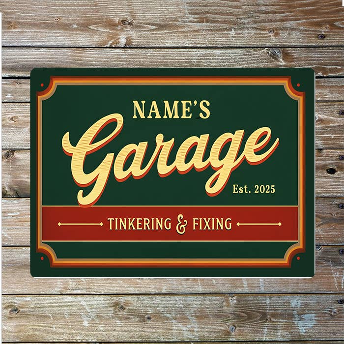 Garage Est Date Name Custom Personalised | Metal Wall Sign