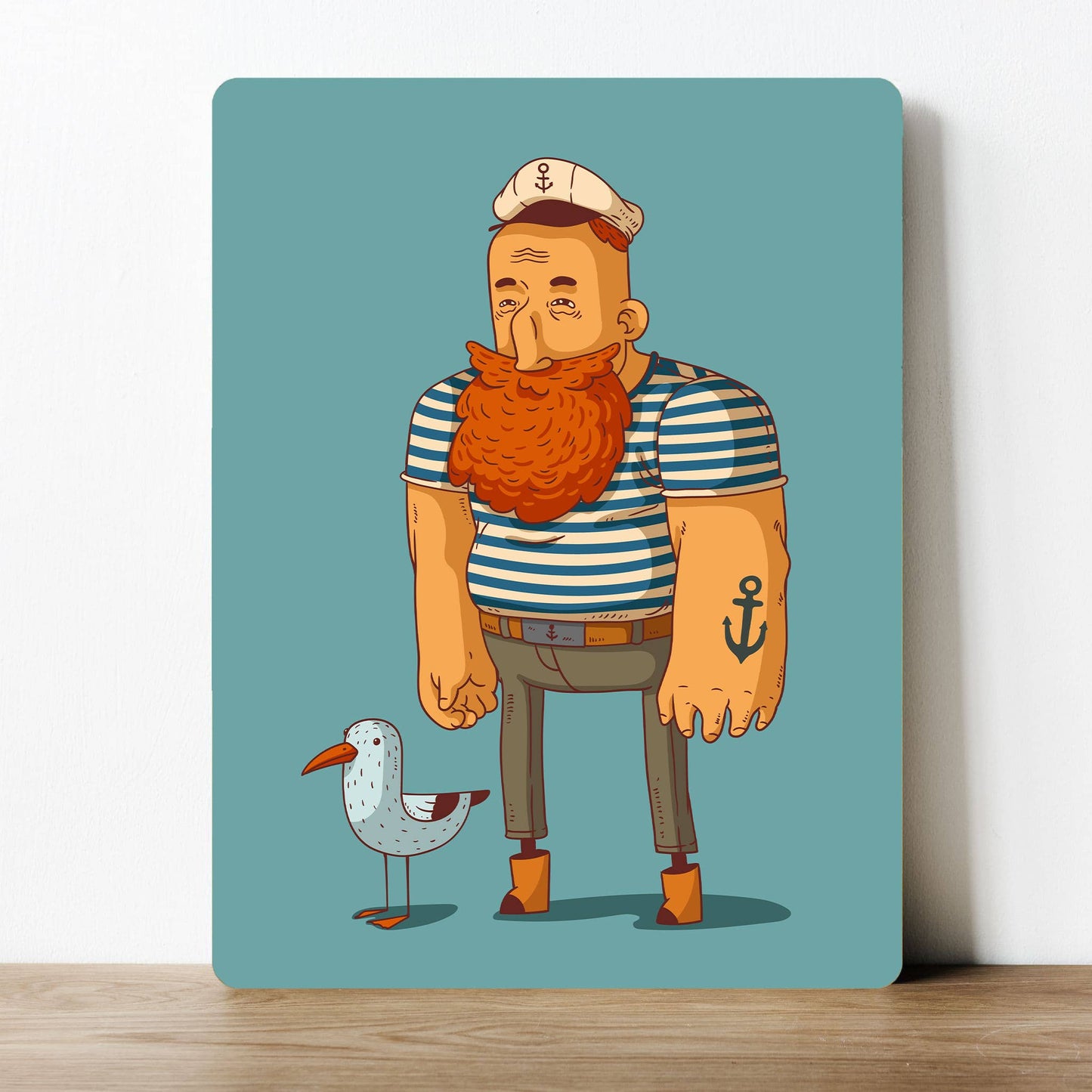 Fisherman Cartoon Artwork | Metal Sign Plaque