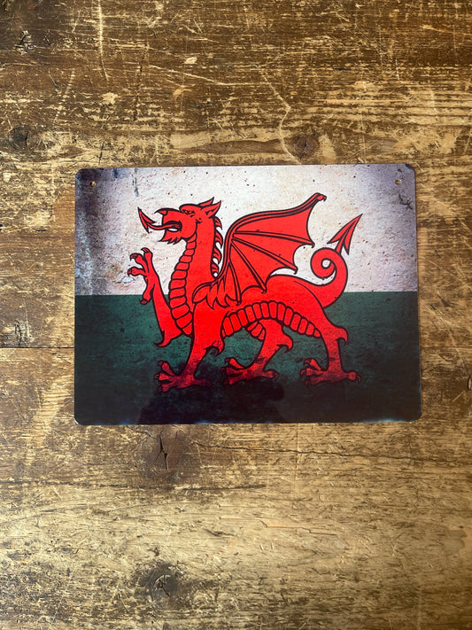 Welsh Flag Wales Dragon | Metal Travel Wall Sign