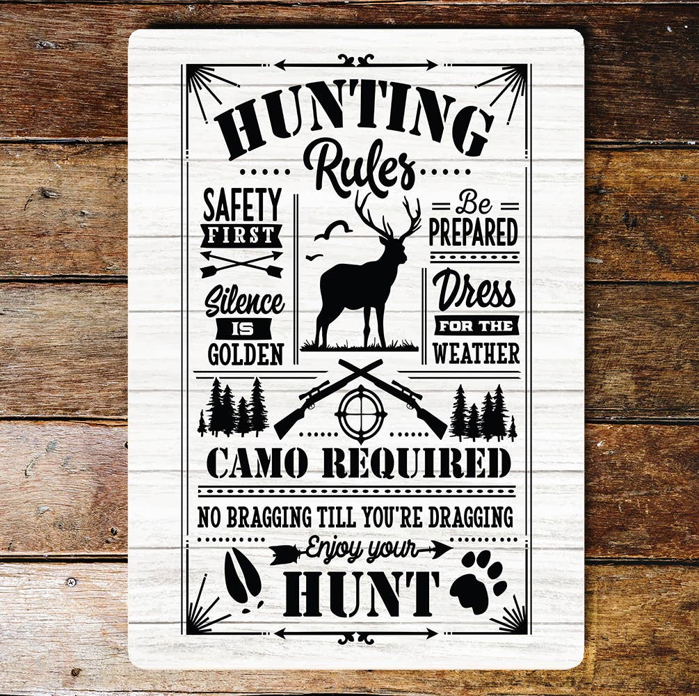 Hunting Rules Deer Camo Required Safety | Metal Wall Sign