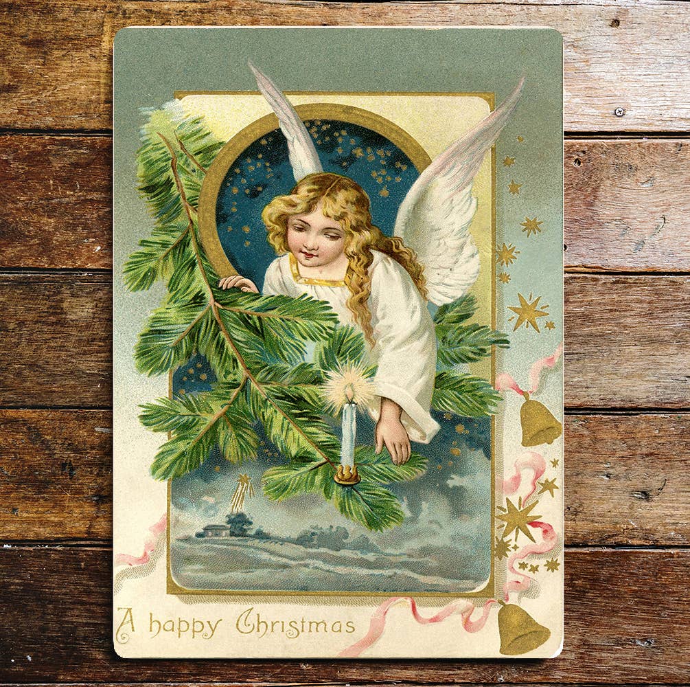 Angel Christmas candle Wall | Metal Sign Plaque
