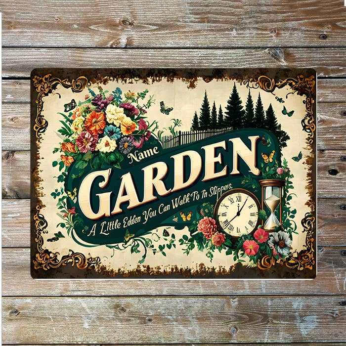 Garden Little Eden Name Custom Personalised | Metal Wall Sign