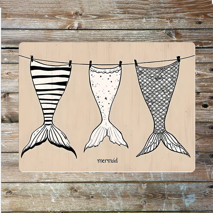 Mermaid Tails Washing Line Sea Nautical | Metal Sign Plaque