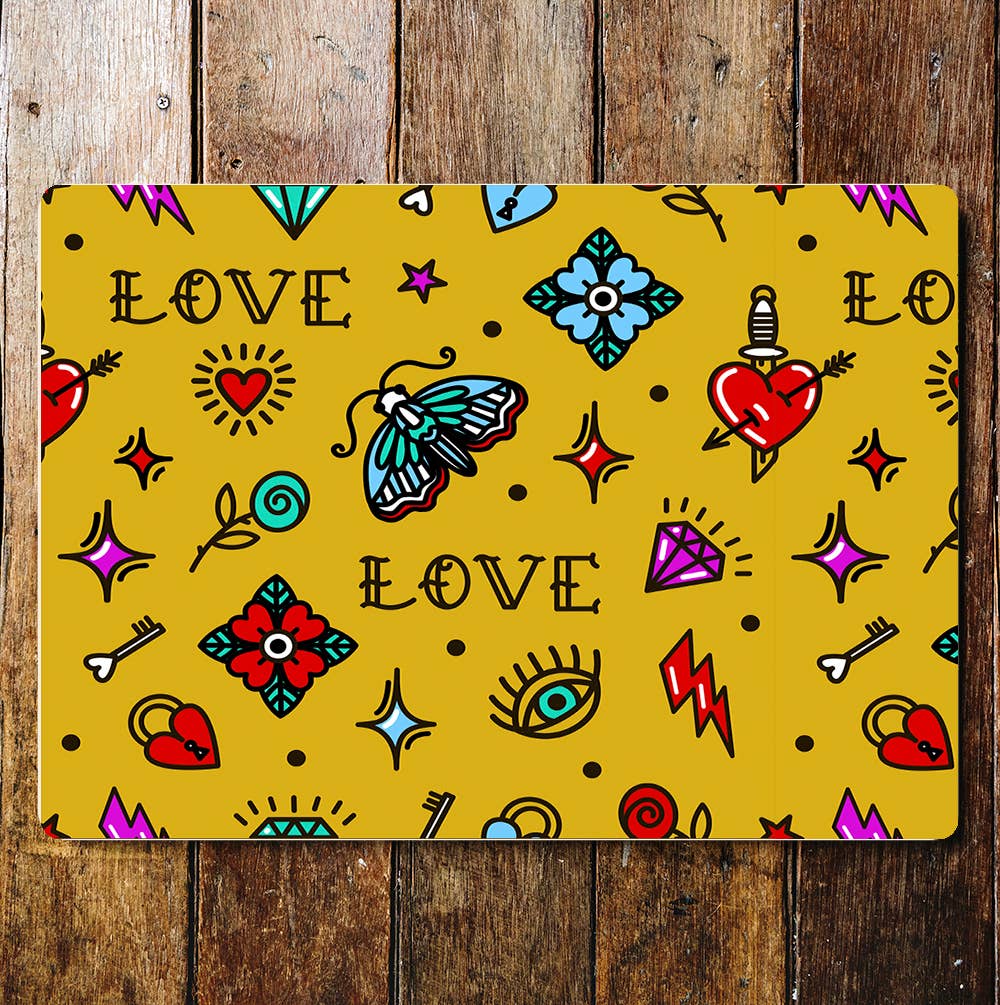 Love Hearts Eye Pattern Yellow | Metal Sign Plaque