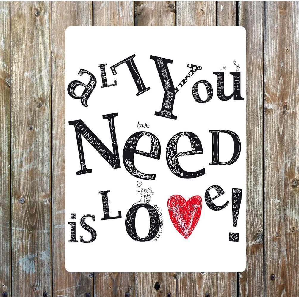 All You Need Is Love Red Heart | Metal Sign Plaque
