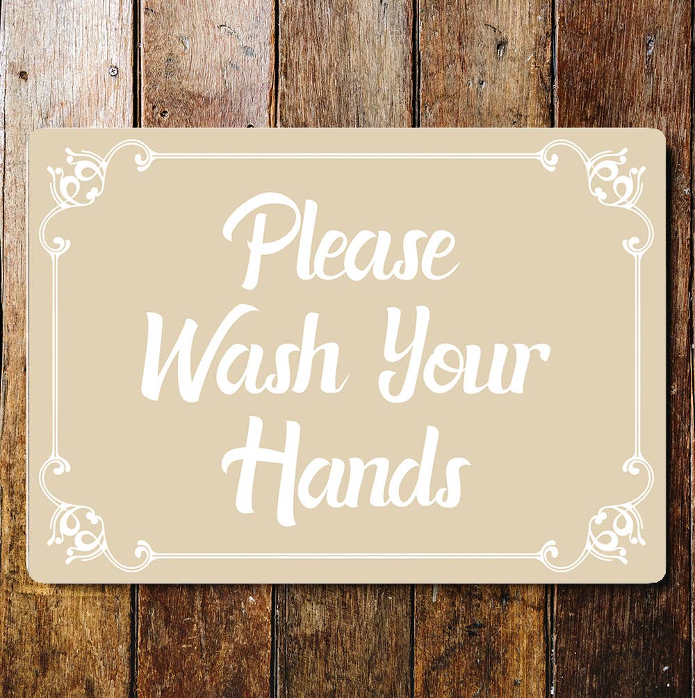 Wash hands notice Toilet rules wall art | Metal Sign Plaque