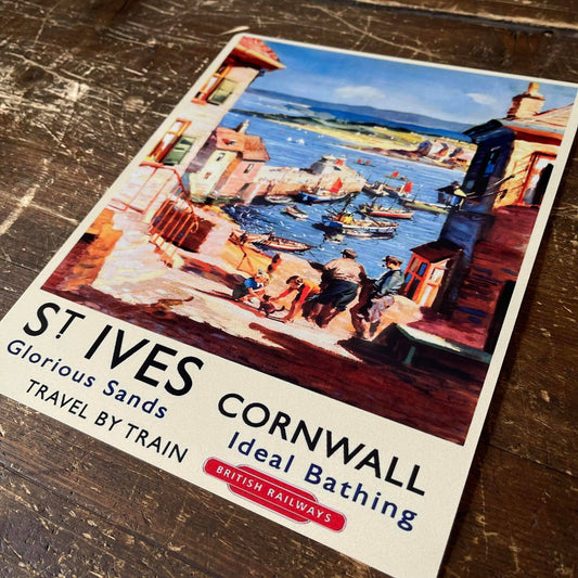 St Ives Travel by Train Metal Travel Wall Sign