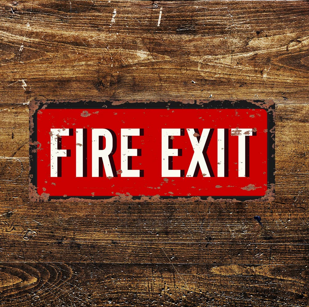 Fire Exit - | Metal Vintage Wall Sign