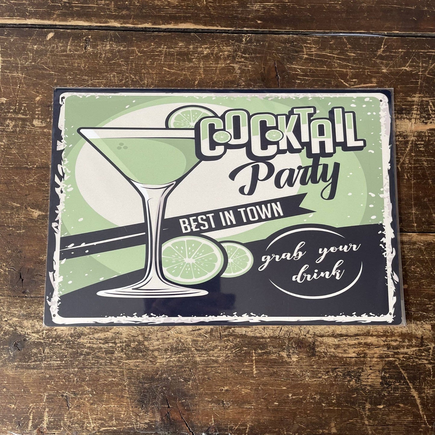 Cocktail Party Bar Tin Sign | Metal Sign Plaque