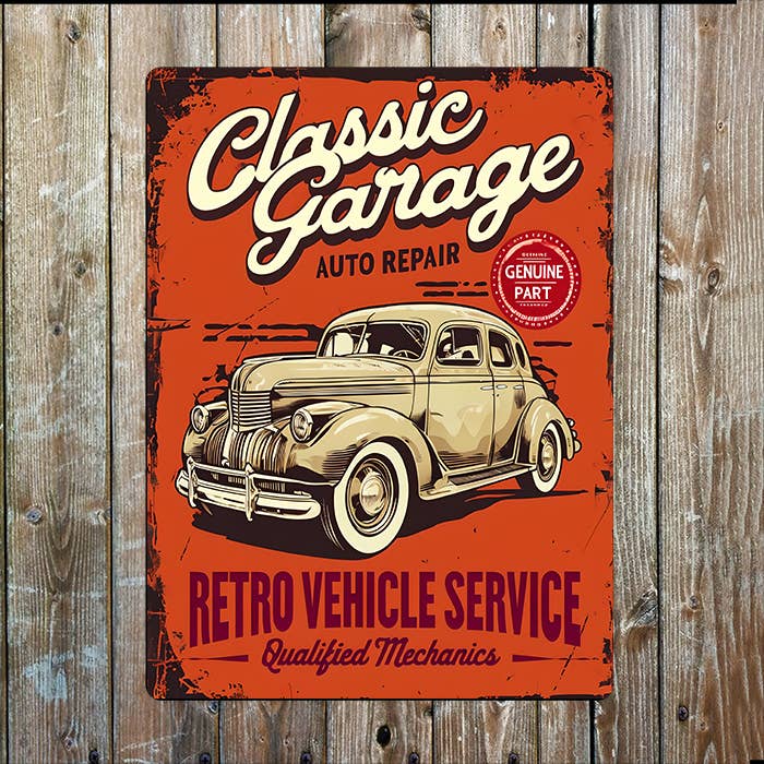 Classic Garage Retro Car | Father's Day | Metal Sign Plaque