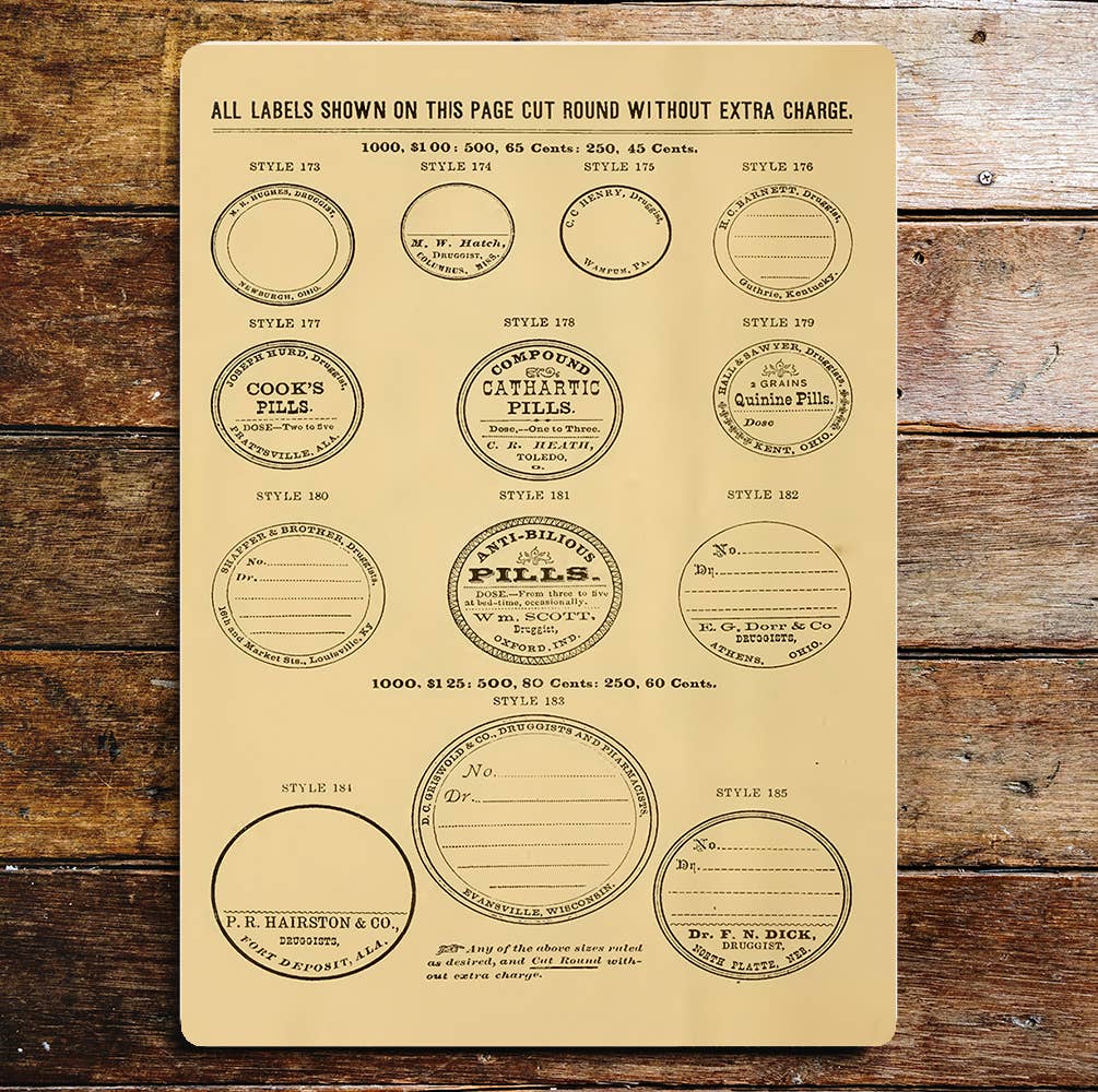 Vintage Doctors Labels Medicine | Metal Sign Plaque