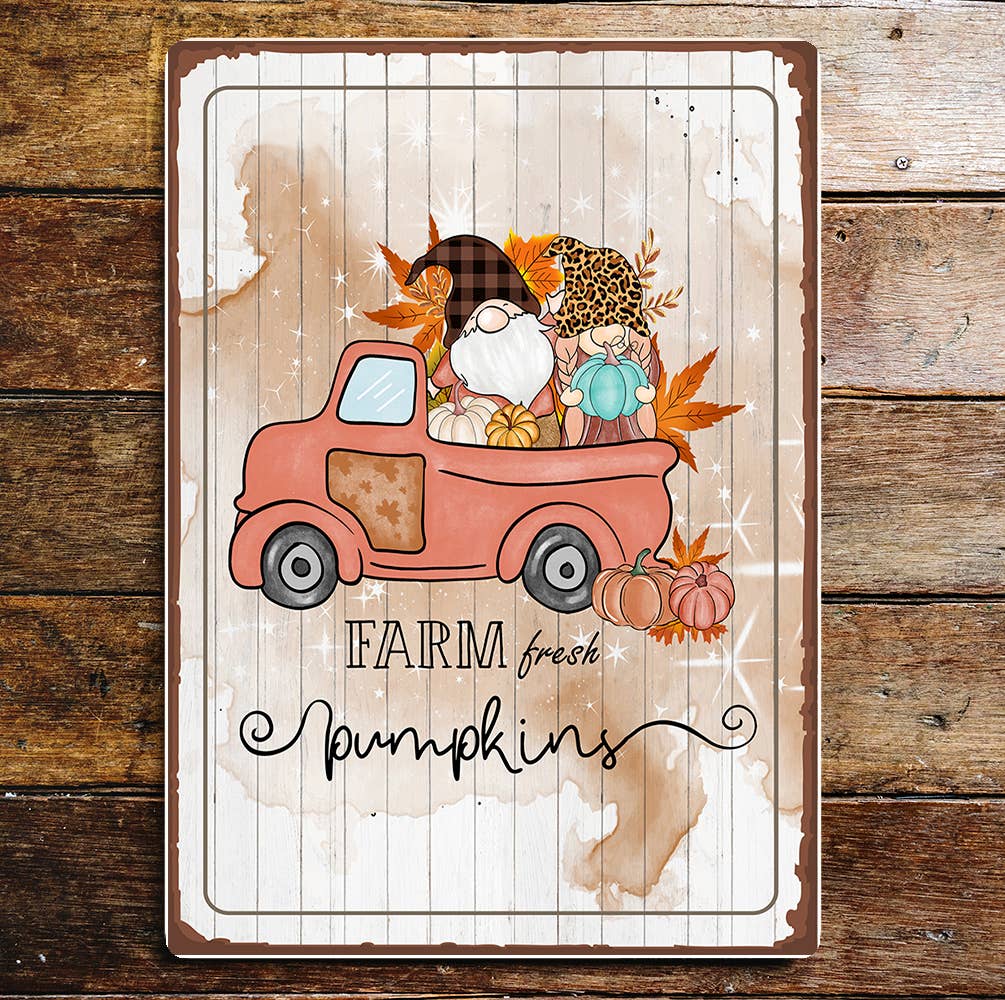 Pumpkin gnome Metal Wall Sign