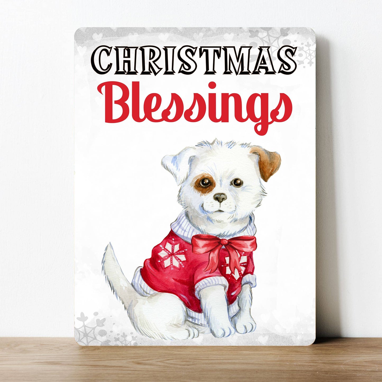 Christmas Blessings Puppy | Metal Sign Plaque
