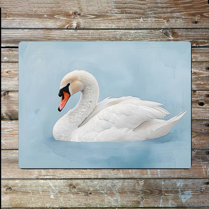 Minimalist Painting Of A Serene White Swan | Metal Sign Plaque