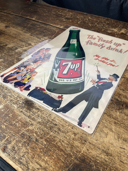 The Fresh Up Family Drink 7 Up Drink Metal Sign