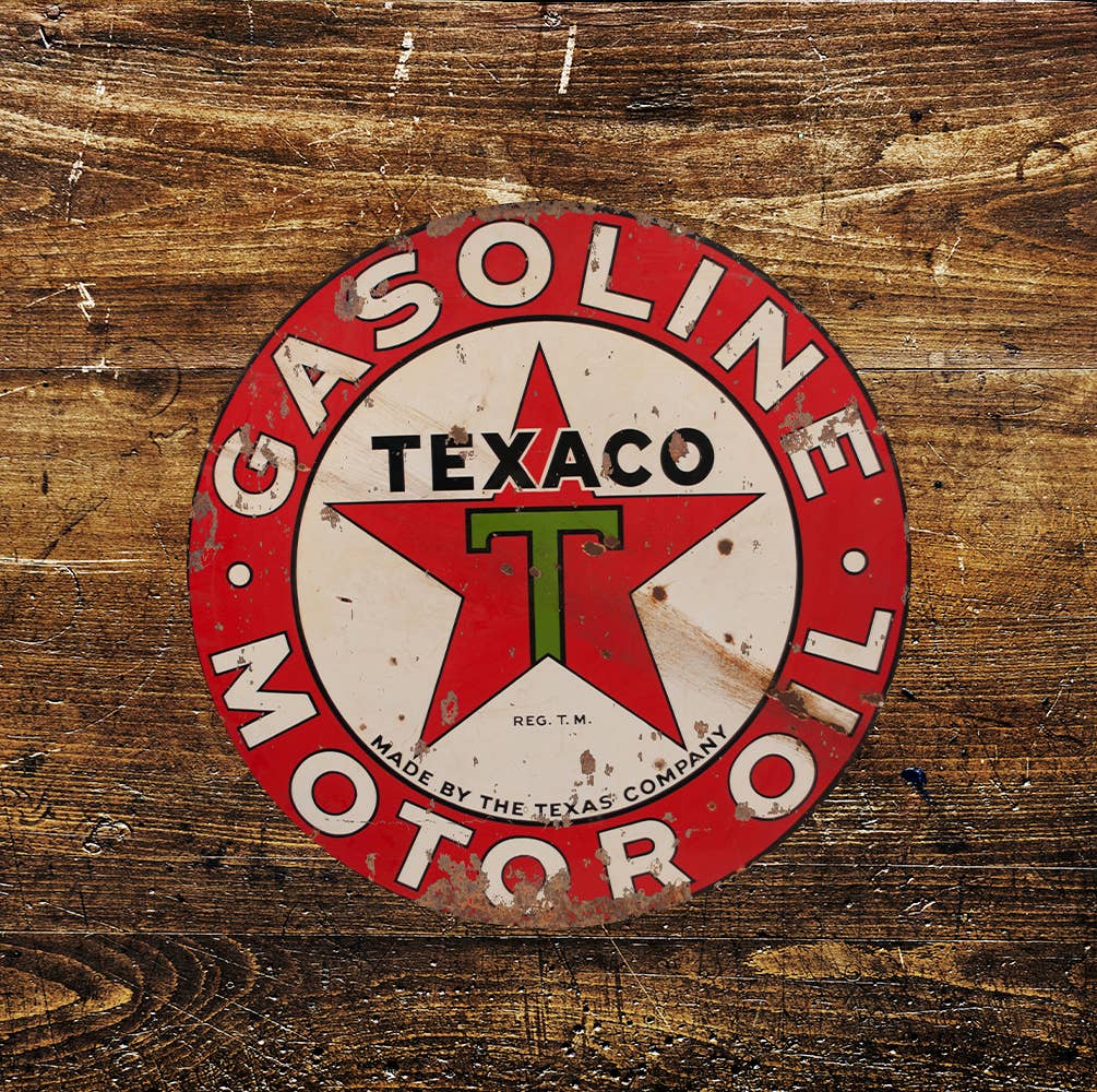 Texaco Gas Fuel Petrol Garage | Metal Sign Circle