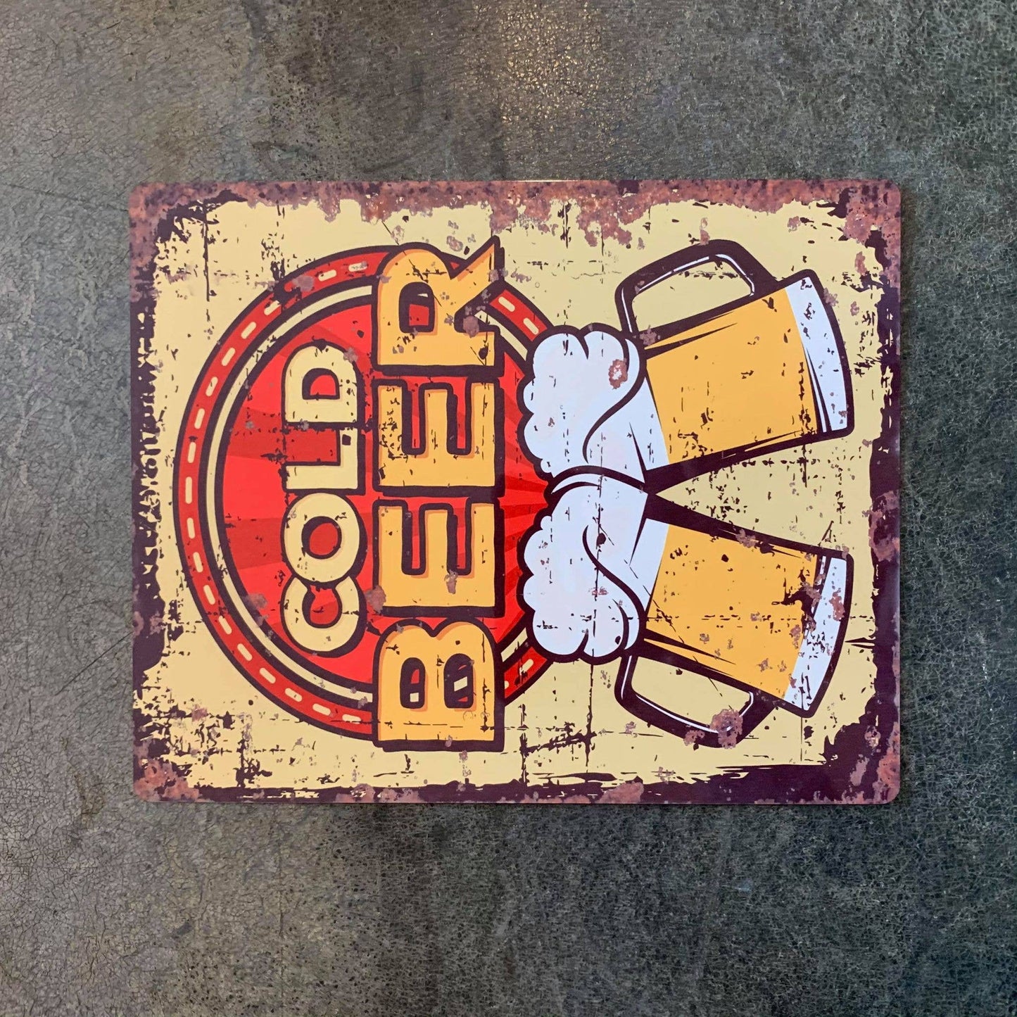 Cold Beer Cheers Pints | Metal Vintage Wall Sign