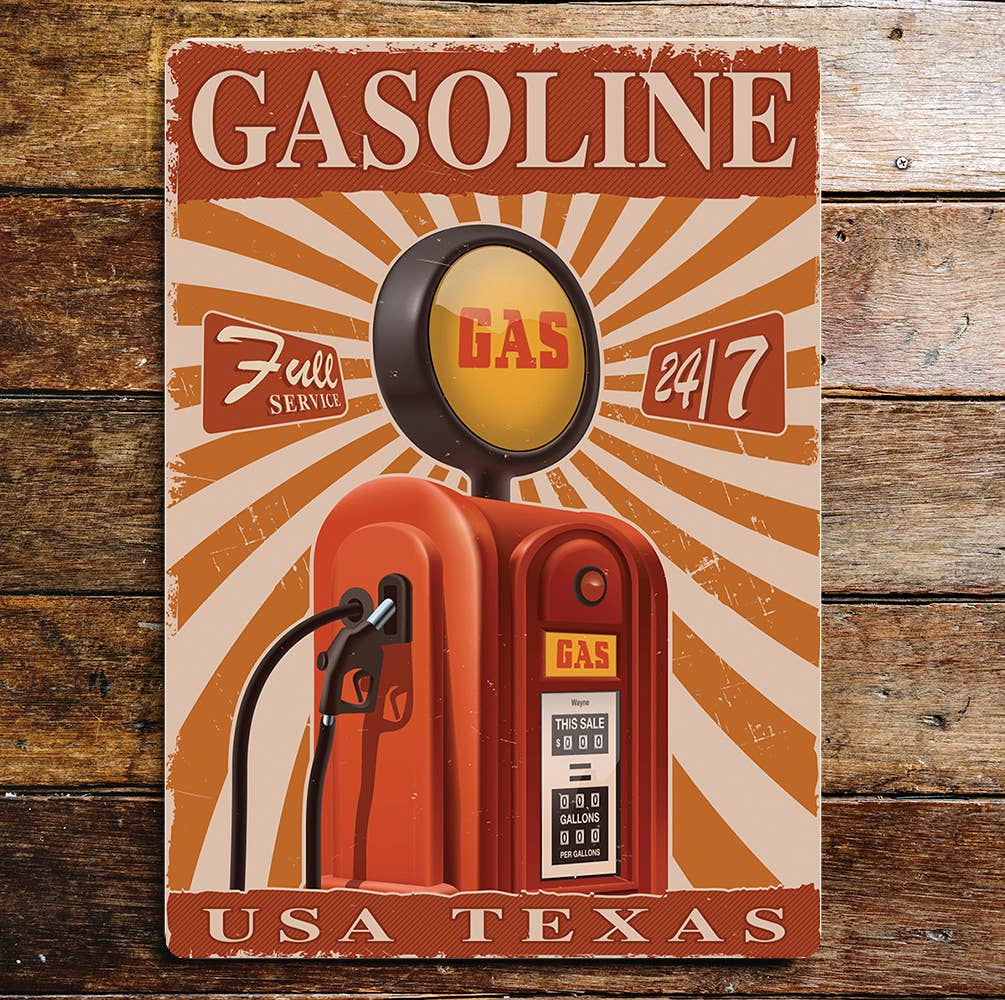 Gasoline USA Texas Gas station America | Metal Sign plaque