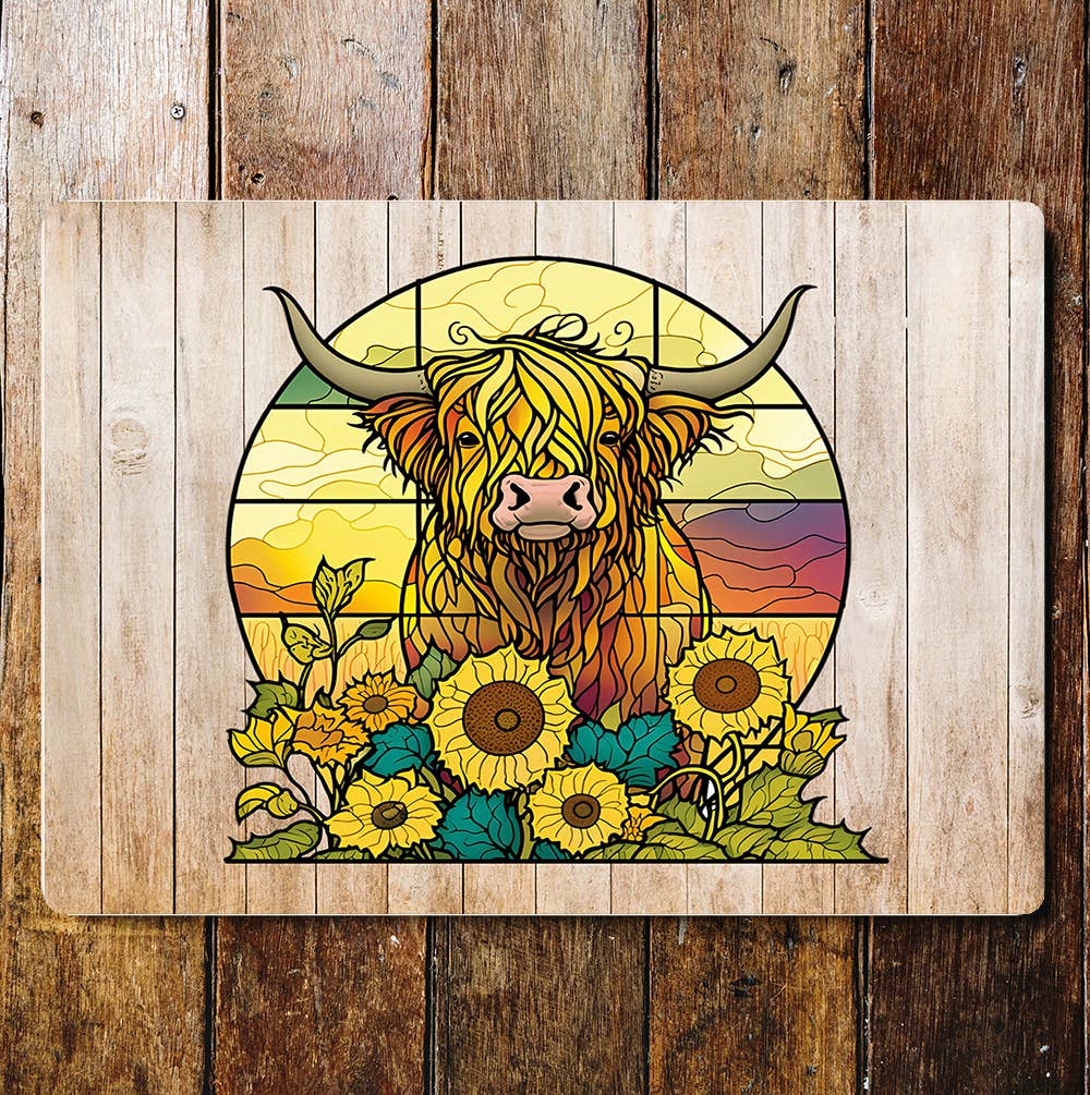 Highland Cow Window art | Metal Sign Plaque