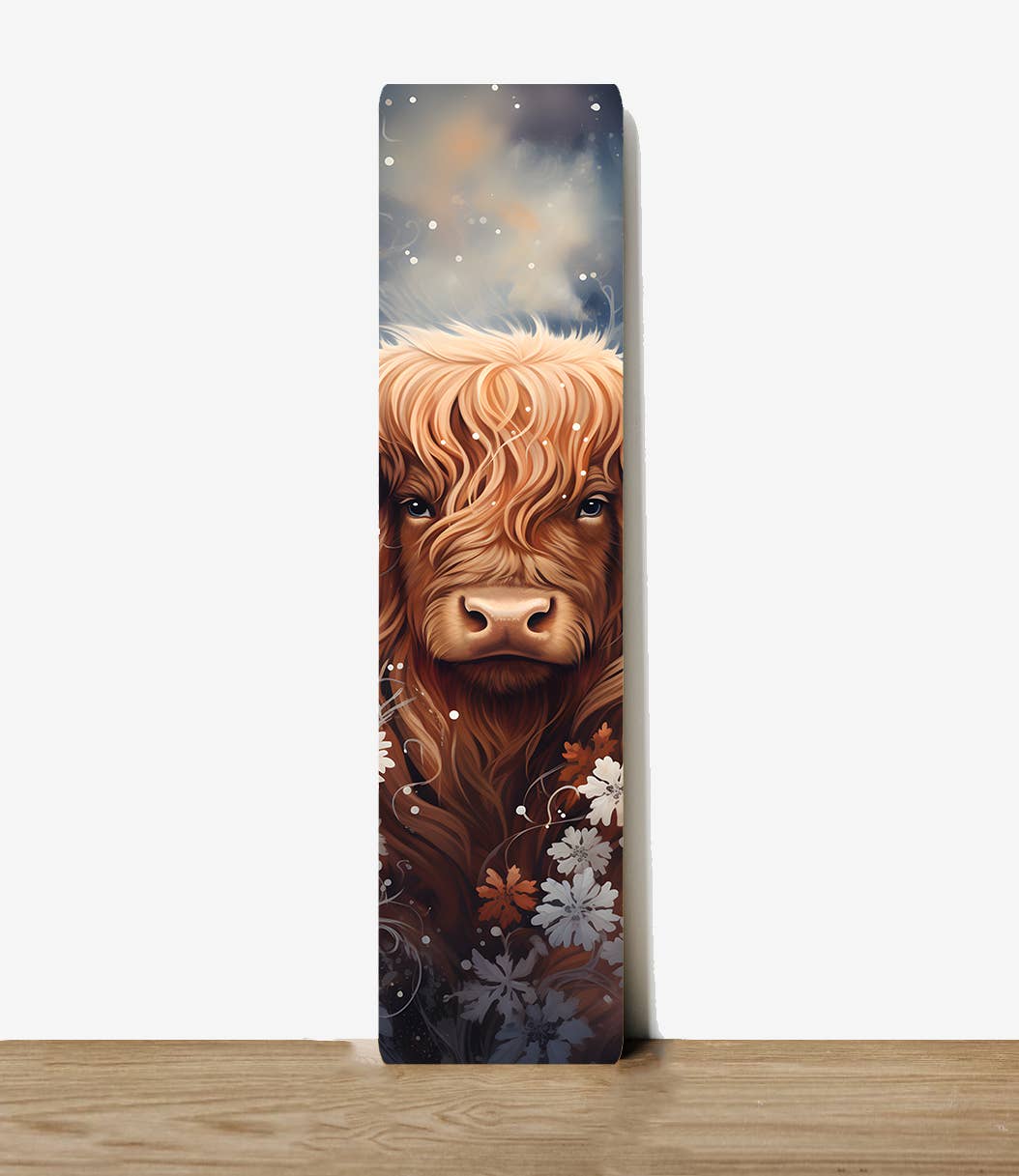 Snowy Highland Cow Autumn Fall | Metal Sign Plaque Bookmark 1