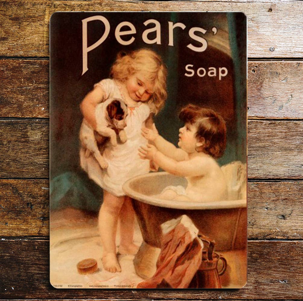 Pears Soap Bath Puppy Dog Bathroom Metal Sign
