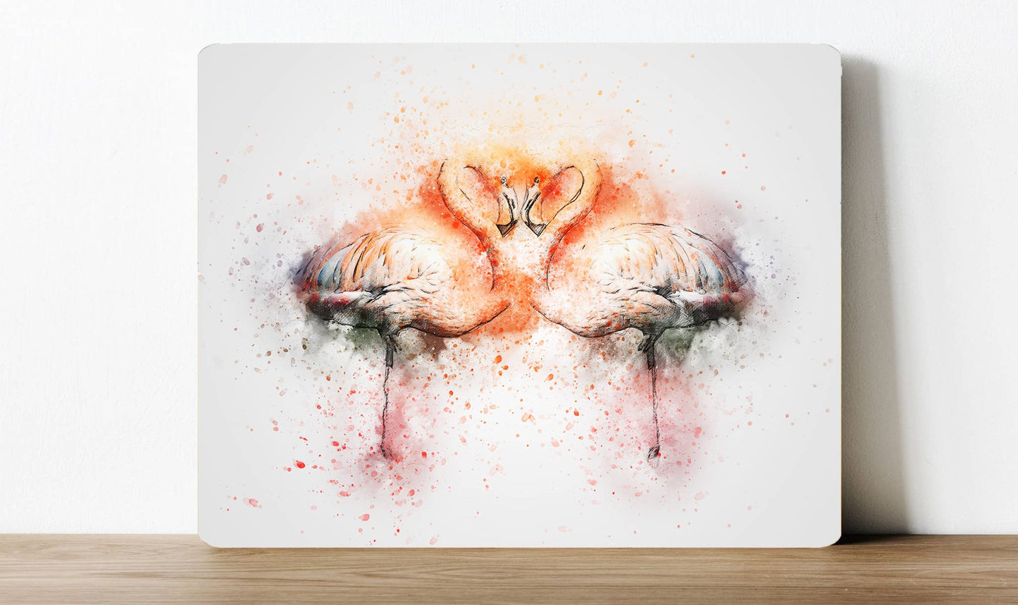 Flamingos watercolour artwork love | Metal Sign Plaque