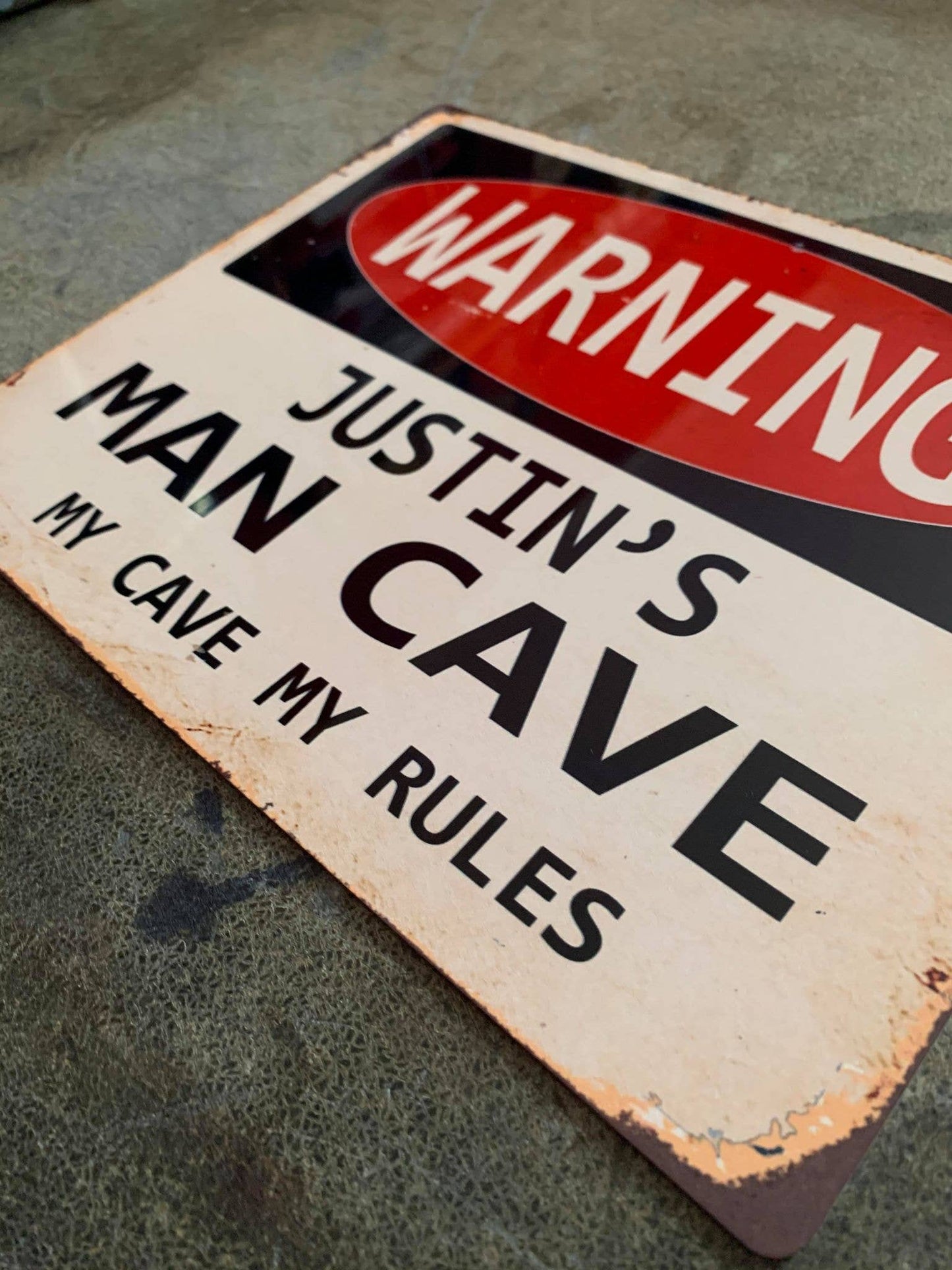 Warning Man Cave My Cave My Rules | Metal Sign